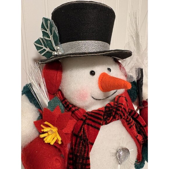 Fiber Optic Mr Snowball Snowman Light Changing Christmas w Broom 12” Vintage - Picture 4 of 8